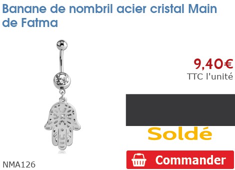 Banane De Nombril Acier Cristal Main De Fatma NMA126